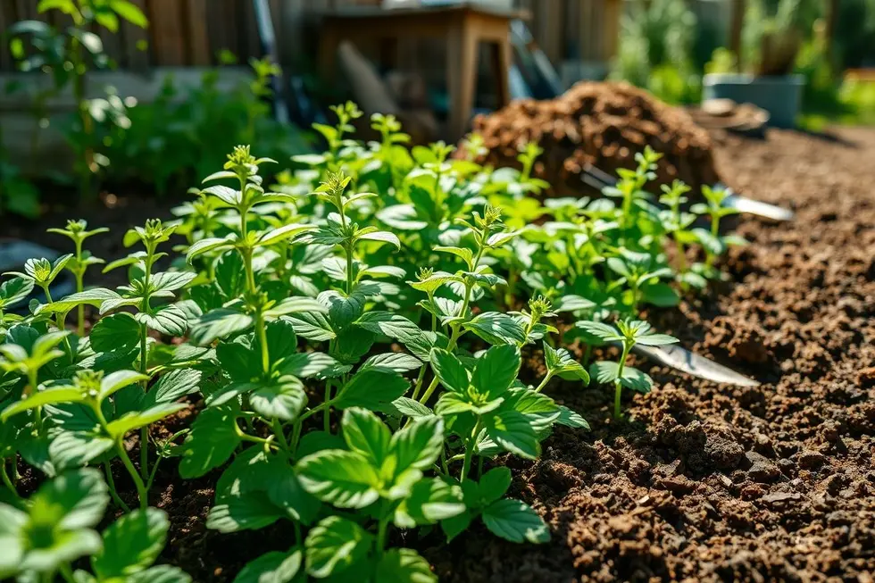 Utilizando o composto: aplicando adubo nas plantas medicinais