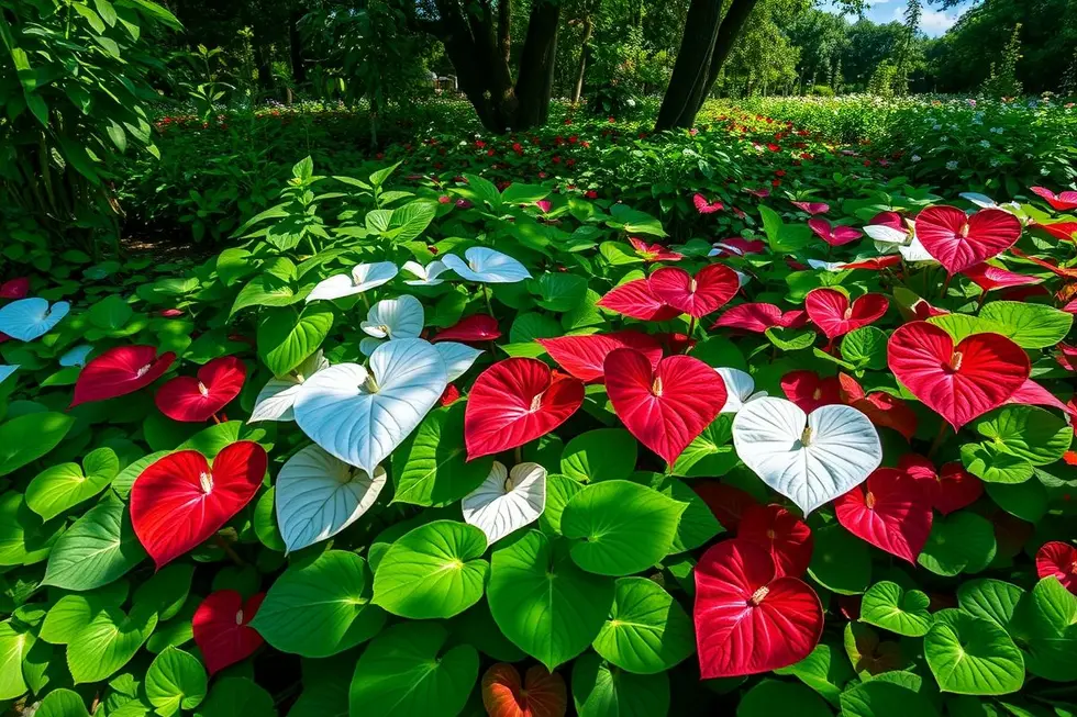 Exibição de plantas de Caladium em um jardim