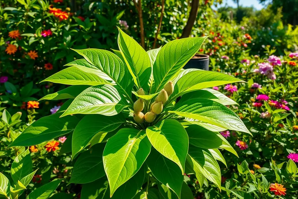 Imagem de um guaimbê saudável em um jardim
