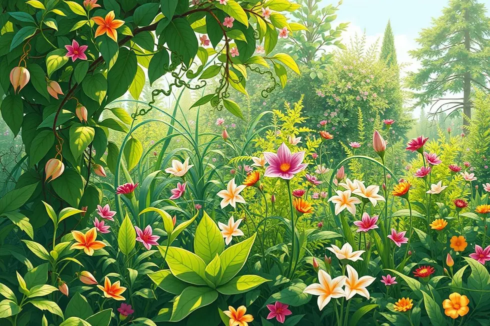 Plantas em um jardim se comunicando entre si.