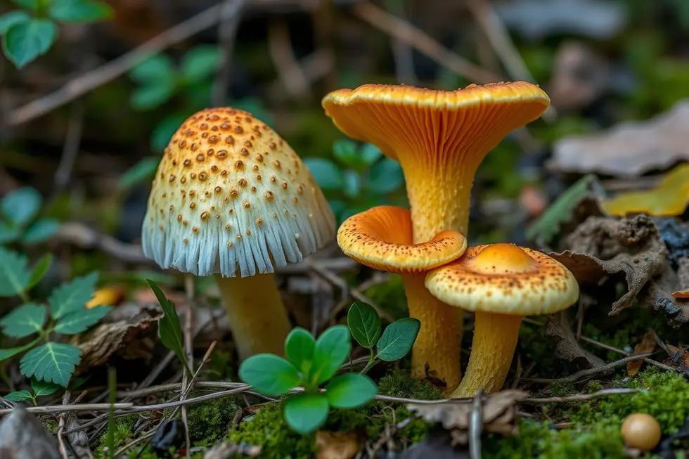 Cordyceps militaris, um fungo medicinal na natureza.
