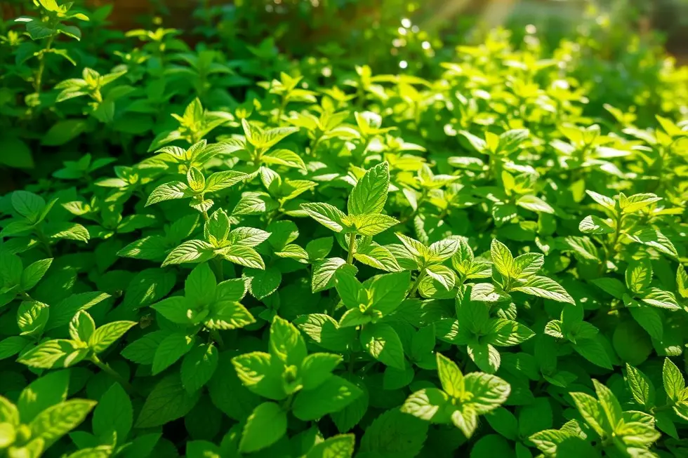 Plantas de erva cidreira iluminadas pelo sol