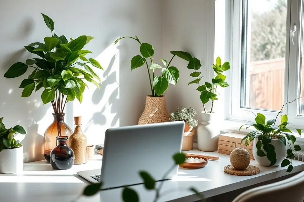 Escritório saudável com plantas