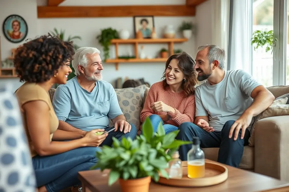 Família se reunindo para discutir a saúde natural.