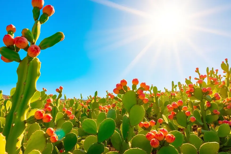 Paisagem com figo-da-índia em um ambiente saudável.