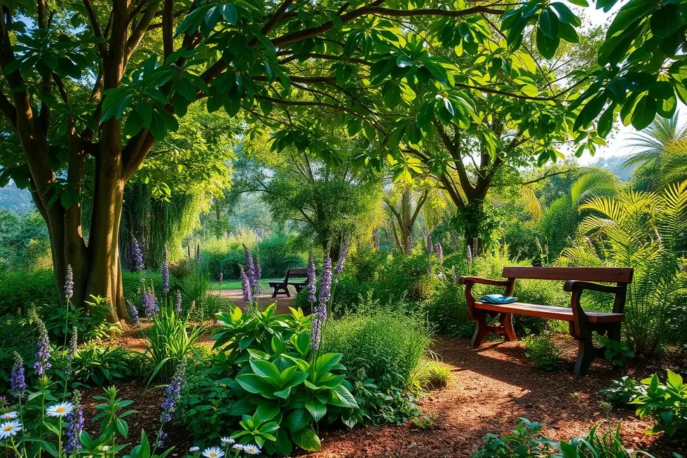Jardim com diversas plantas medicinais