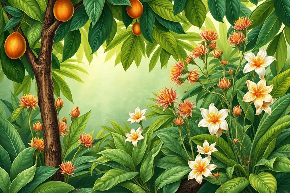Imagem de capa com várias formas de plantas Guaimbê