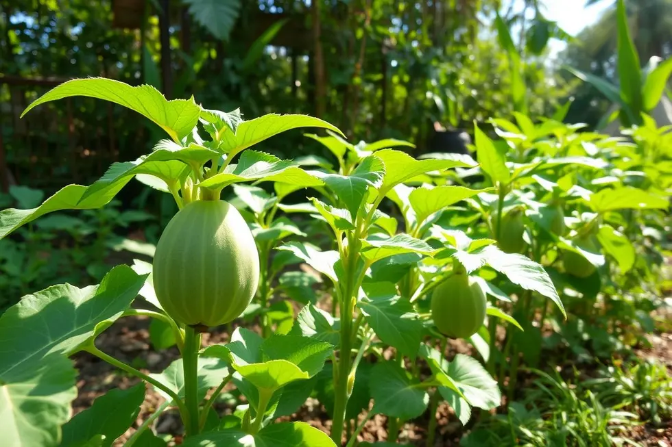 Plantas guaimbê em um jardim