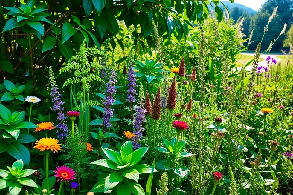 Imagem de um jardim com ervas medicinais