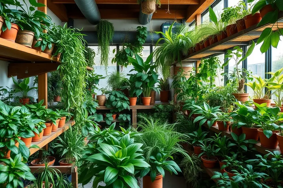 Horta caseira com várias plantas medicinais