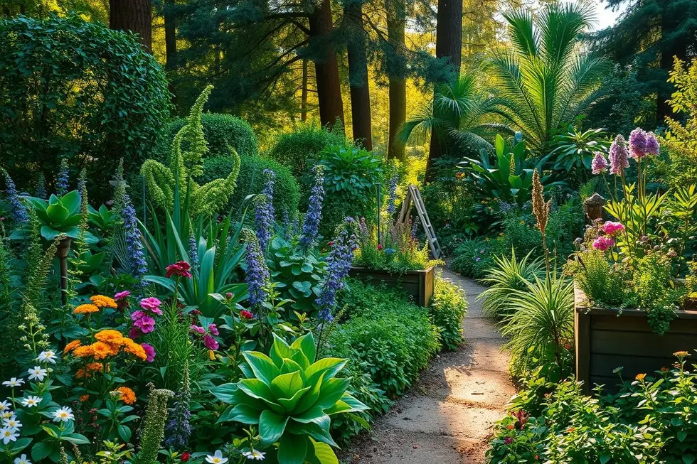 Vista panorâmica de um jardim medicinal
