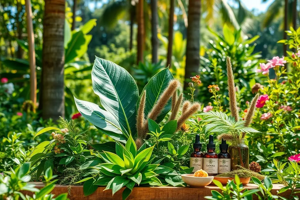 Ambiente acolhedor com plantas Guaimbê e remédios naturais