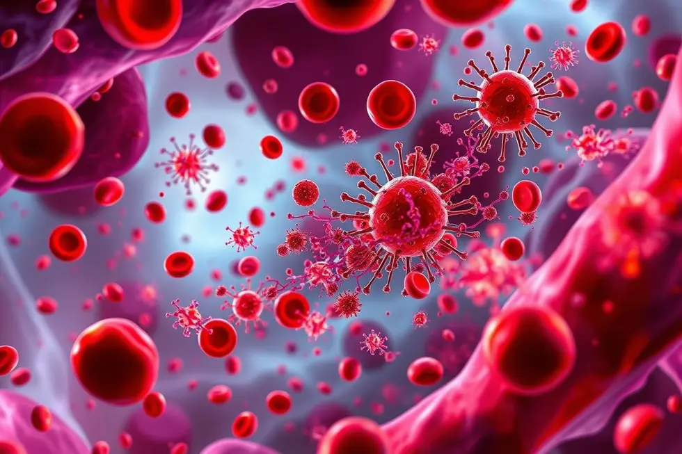 Células do sangue mostrando infecção