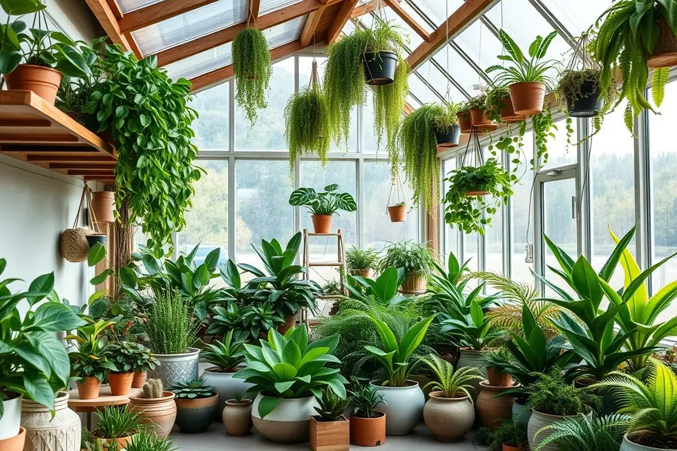 Imagem de um jardim interno bonito com várias plantas
