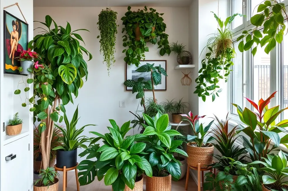 Decoração de interior com plantas