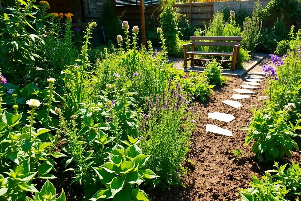 Um jardim bonito e saudável com plantas medicinais