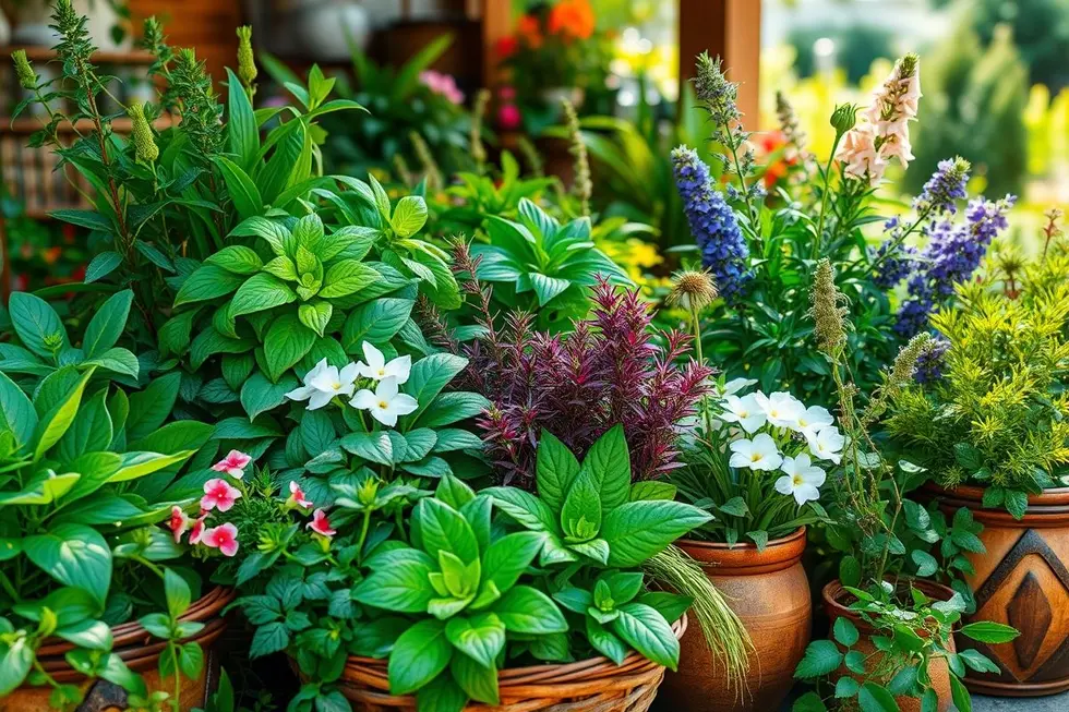 Display de várias plantas e ervas para emagrecimento