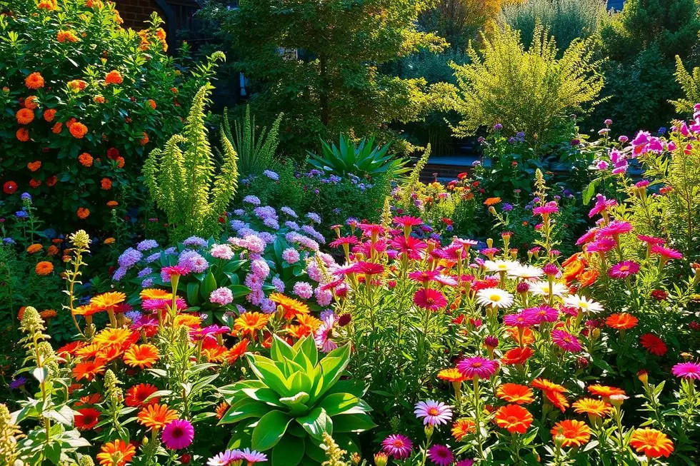 Variedade de plantas em um jardim caseiro