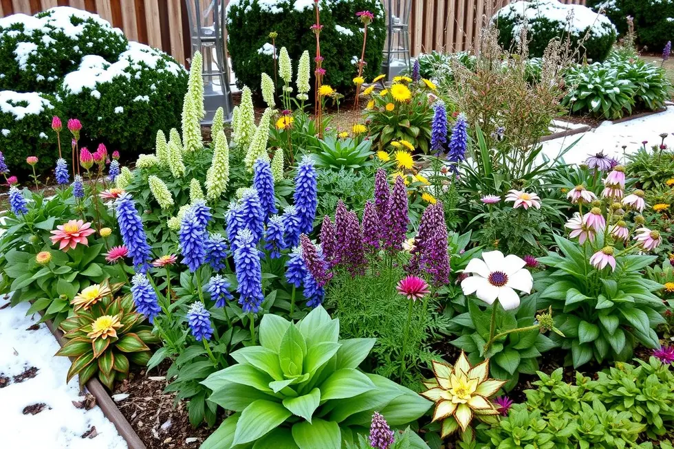 Jardim com plantas de inverno