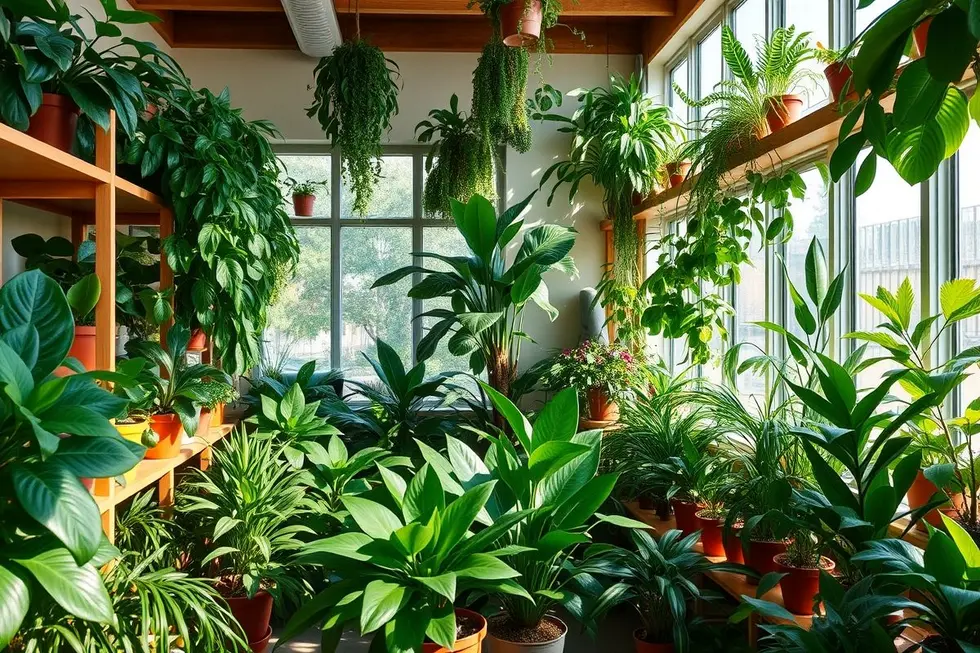Diversas plantas internas em um ambiente aconchegante