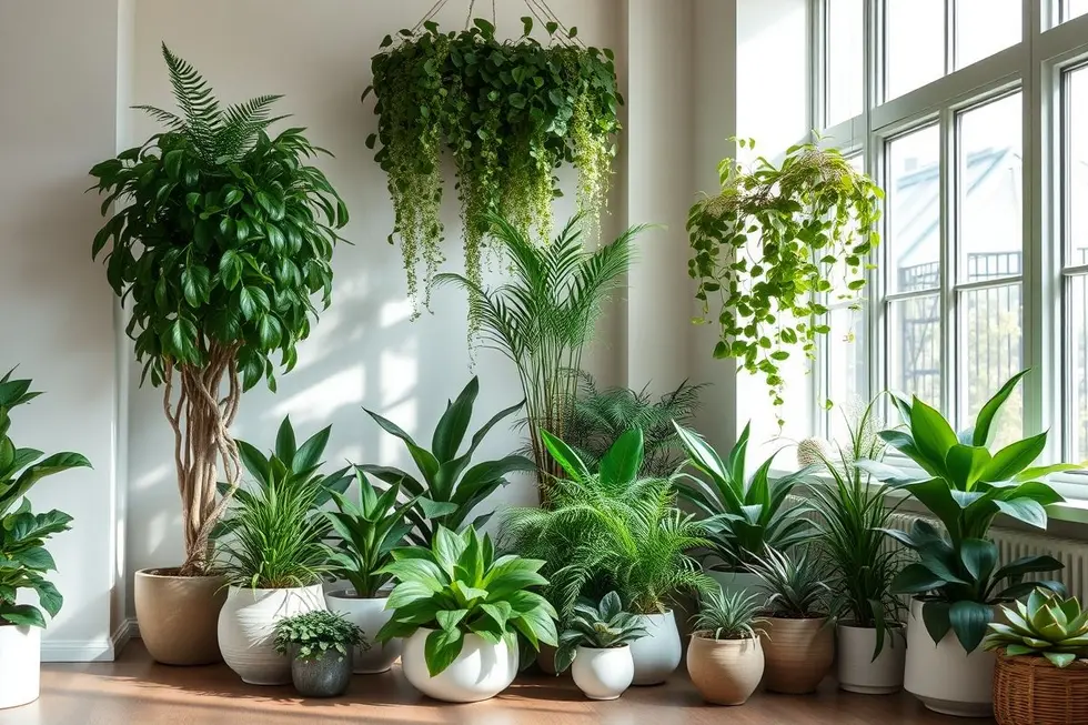 Jardim interno com plantas fáceis de manter