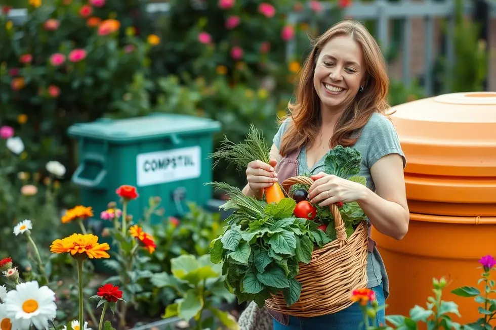 Imagem de um jardim saudável nutrido por compostagem