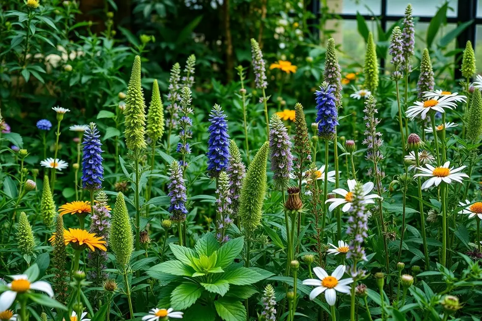 Jardim com diversidade de plantas medicinais