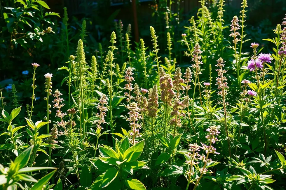 Jardim repleto de plantas medicinais vivas e saudáveis
