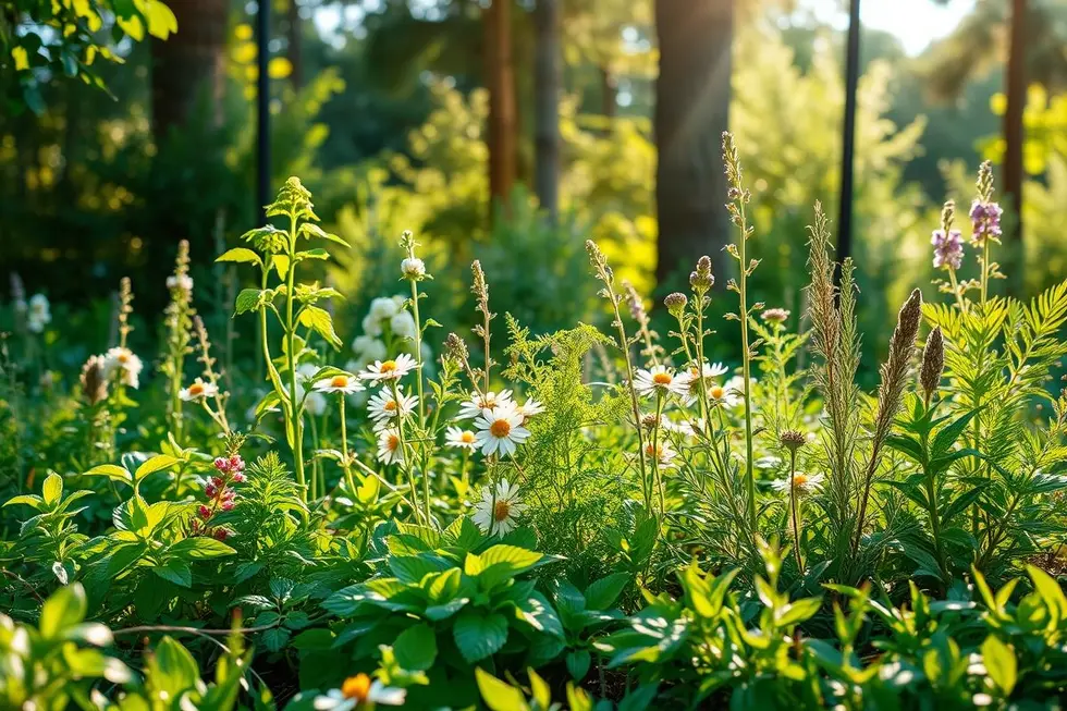 Jardim saudável com plantas medicinais
