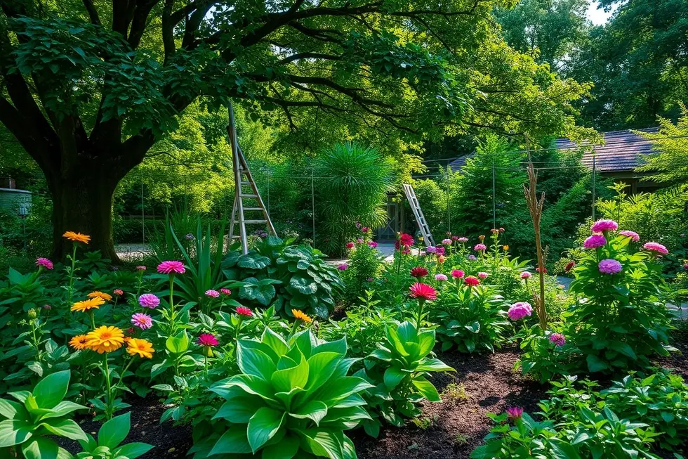 Jardim que prospera através da compostagem caseira