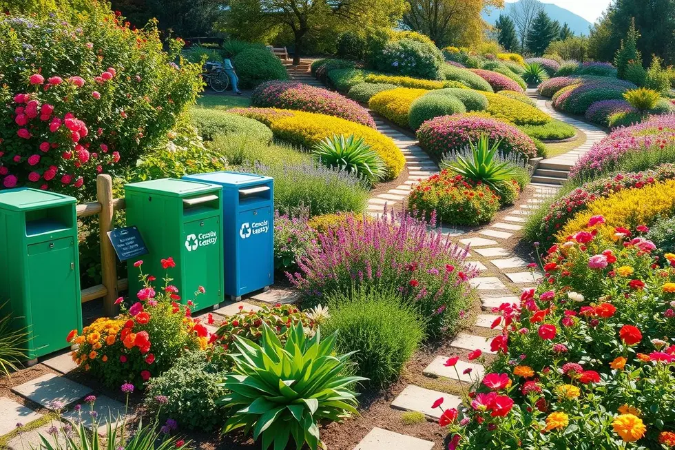 Jardim conectado com a sustentabilidade e reciclagem