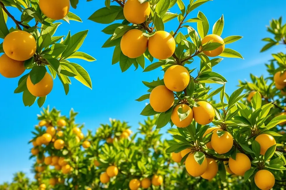 Limoeiro cheio de frutos amarelos no jardim