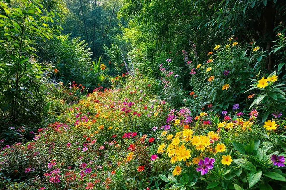 Jardim exuberante de Guaimbê, destacando a beleza de suas folhas.
