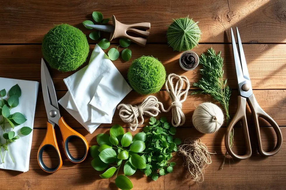 Materiais necessários para fazer sua kokedama de jiboia
