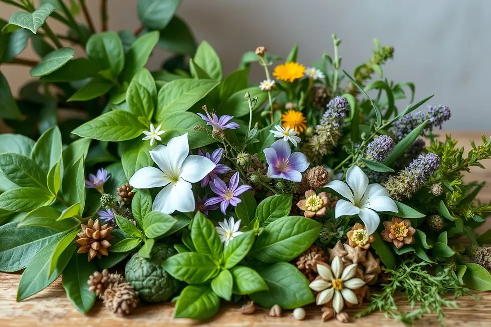 Mistura de várias plantas medicinais