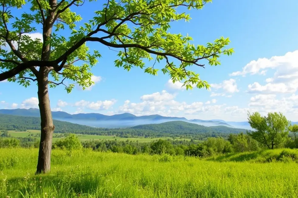 Paisagem natural tranquila representando esperança e saúde para pacientes de Crohn.