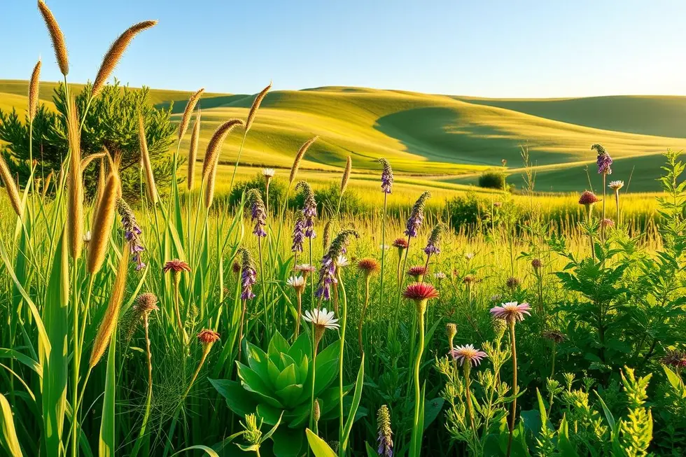 Paisagem natural com diversas plantas que ajudam na saúde