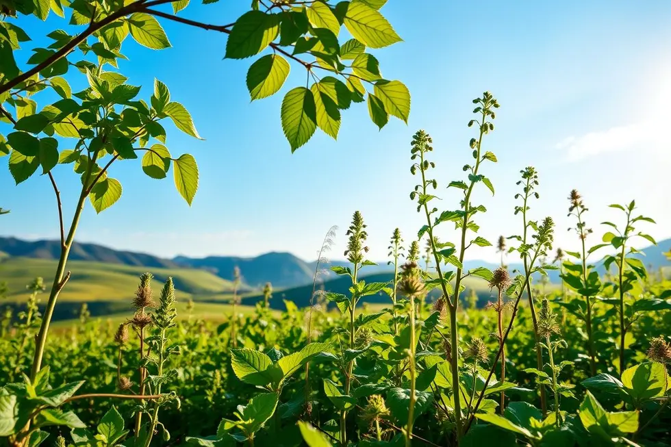 Paisagem com plantas medicinais para saúde natural