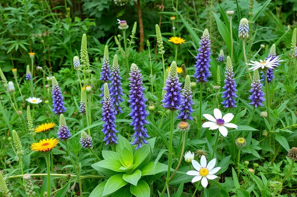 Vista de uma paisagem com várias plantas medicinais