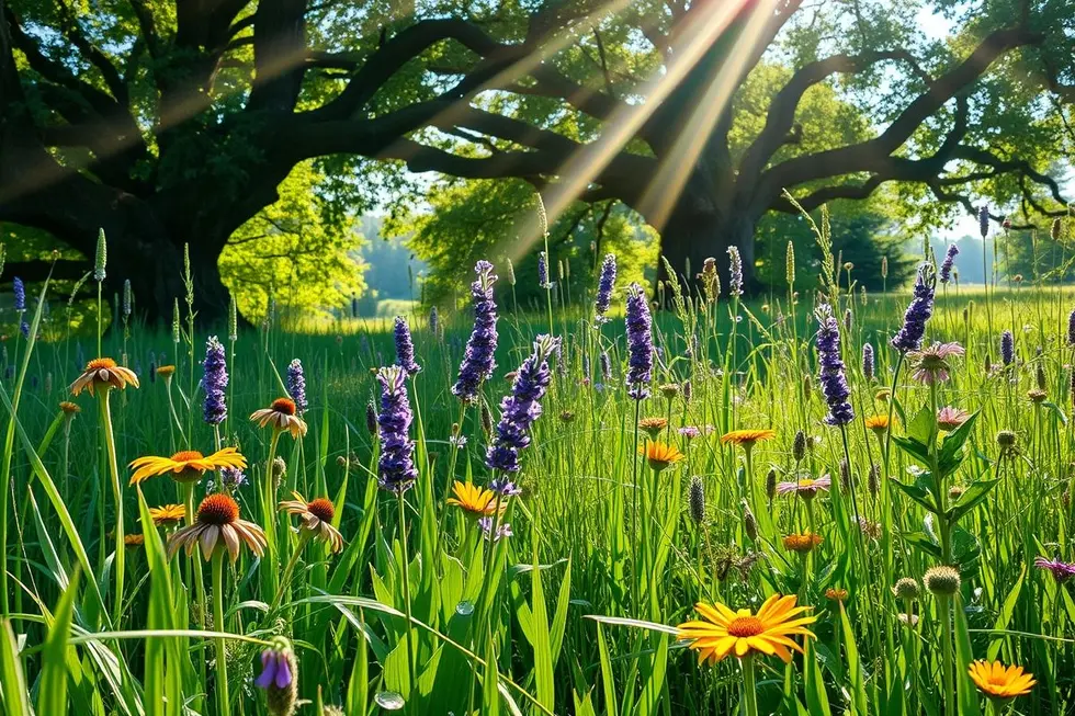 Paisagem natural com plantas medicinais