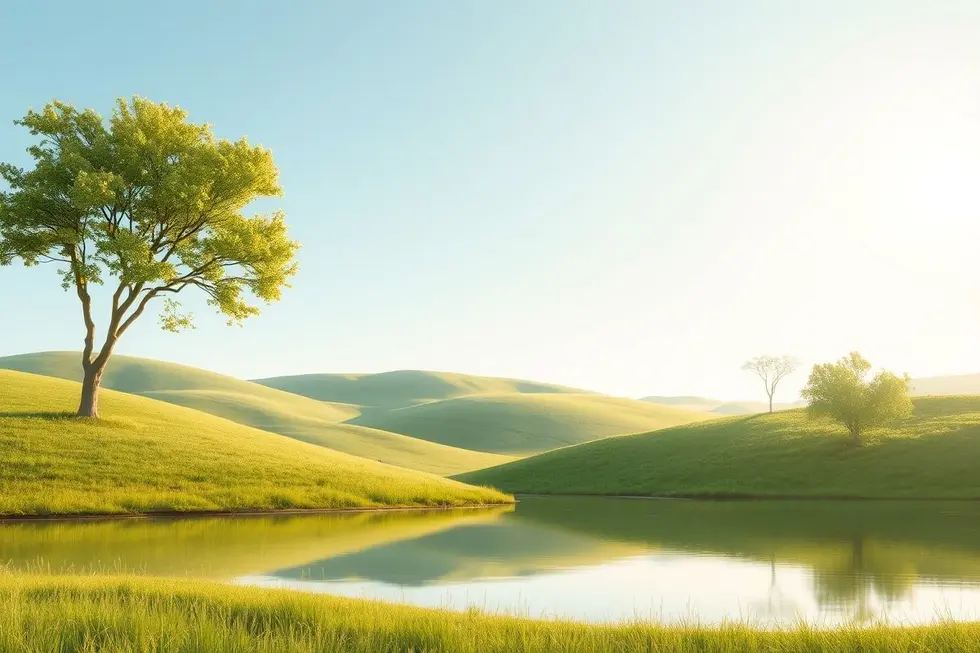 Uma paisagem serena simbolizando calma e tranquilidade.