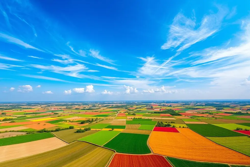 Paisagem agrícola sustentável com diversidade de culturas