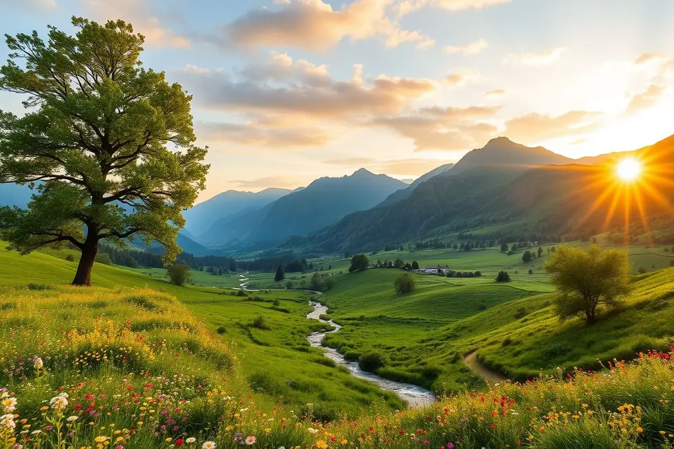 Paisagem natural que simboliza cura e bem-estar