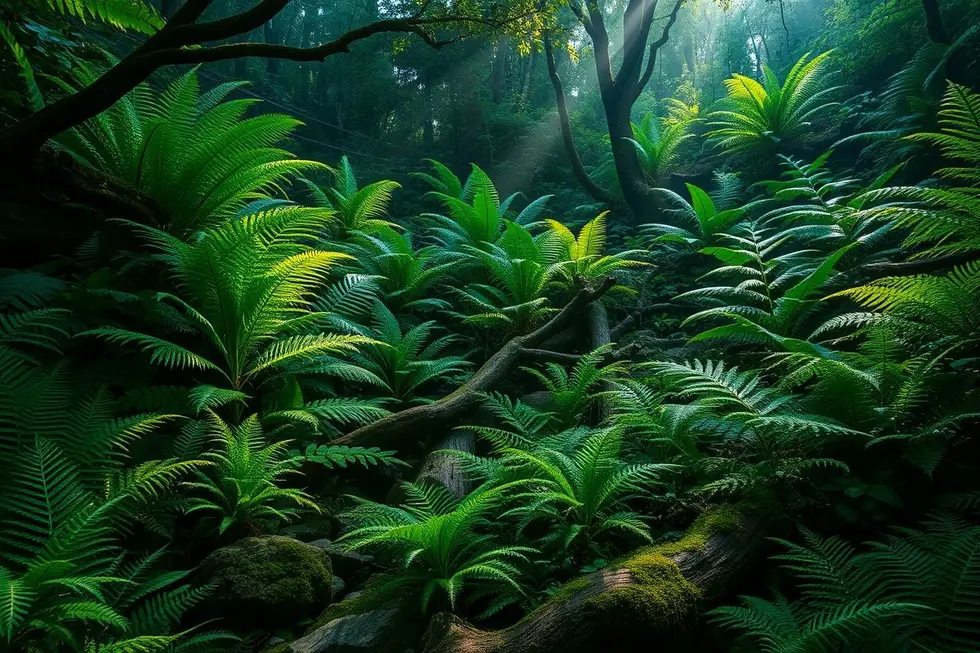 Paisagem de samambaias.