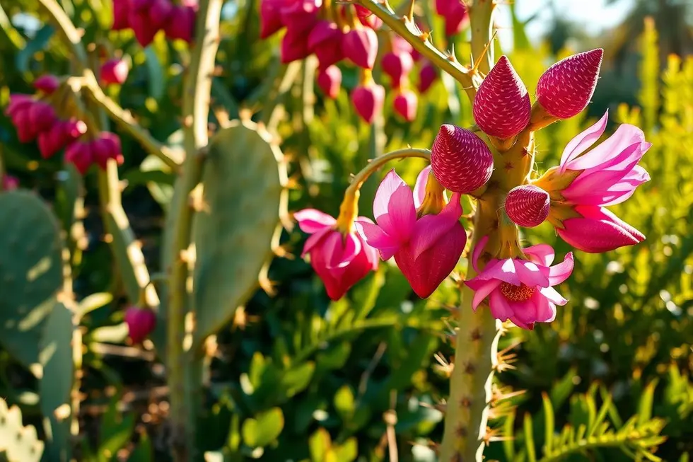 Planta de pitaya em um jardim ensolarado