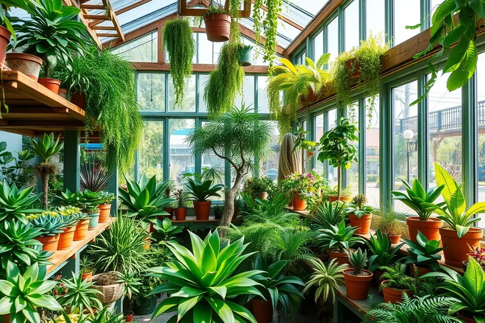 Jardim interno vibrante repleto de plantas simples para iniciantes
