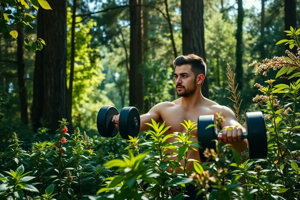 Atleta treinando na natureza para ganhar massa muscular
