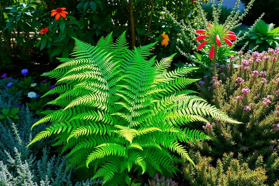 Samambaia vibrante em um jardim