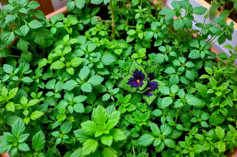 Horta caseira com ervas frescas