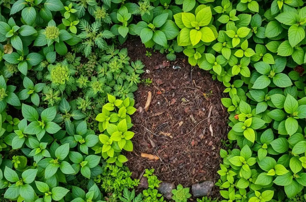Jardim com compostagem